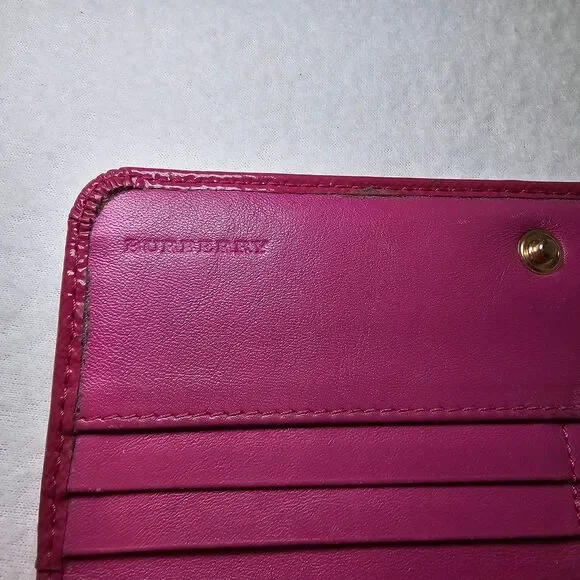 Burberry Patent Leather Heritage Grain Penrose Continental Wallet Pink - Picture 10 of 16